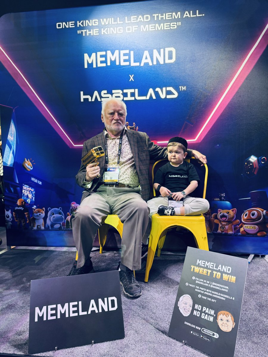 Great to host Harold and Hasbulla at the <a href="/Memeland/">Memeland ❤️ Memecoin</a> booth at #BinanceBlockchainWeek