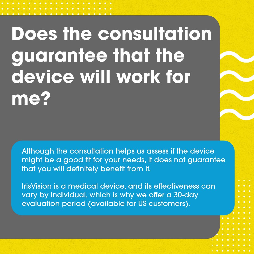 TheIrisVision's tweet image. Are you thinking of scheduling a consultation?🧐Here's everything you need to know! 

You can easily schedule your consultation through the live chat on irisvision.com or by calling us at +1 855 449 4536.

#IrisVision #LowVision #accessibility #AssistiveTechnology