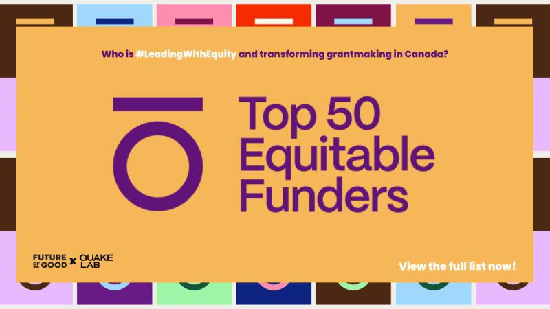 Congrats to <a href="/futureofgood/">Future of Good</a>, <a href="/TheQuakeLab/">QuakeLab</a> and the Top 50 Equitable Funders announced today!

This annual ranking spotlights funders advancing equity, inclusion and anti-racism. Our Co-Founder @LaetitiaEys was part of a stellar team guiding its methodology.

topfunders.ca