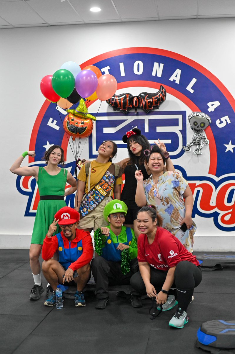 F45Training's tweet image. When #F45Halloween enters the chat and steals the show. 💫👻 Amazing to see our F45 family pump(kin)ing it up worldwide. What did you dress up as at your studio? #Halloween #F45Training