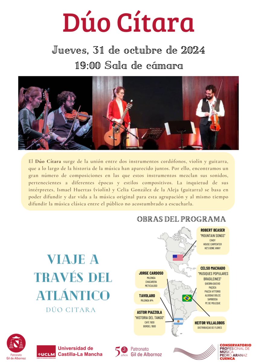 🎶 CONCIERTO OFRECIDO POR EL DÚO CÍTARA

🗓️ Jueves 31 de octubre 
🕒 19:00h
📍 Sala de Cámara (planta -2)
— 
#aranazvirtual #pedroaranaz