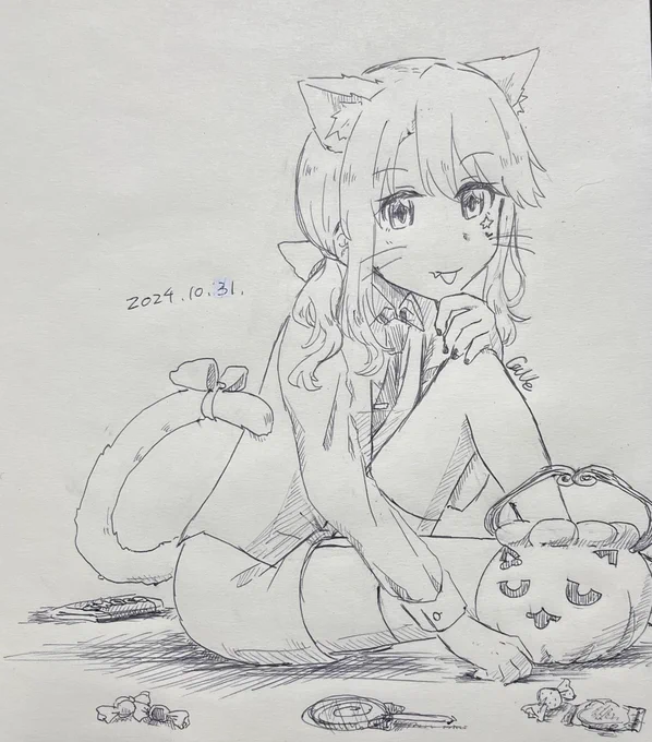 課題に追われ描いたハロウィン晴さん 