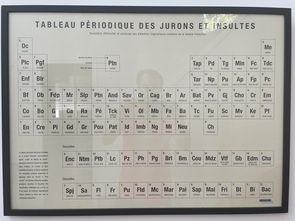 <a href="/VictorSinclair3/">AuBonTouiteFrançais 🍾🍾🍾</a> Tableau périodique des jurons et insultes. Pas mal pour coder les tweets. ENC, MDZ...