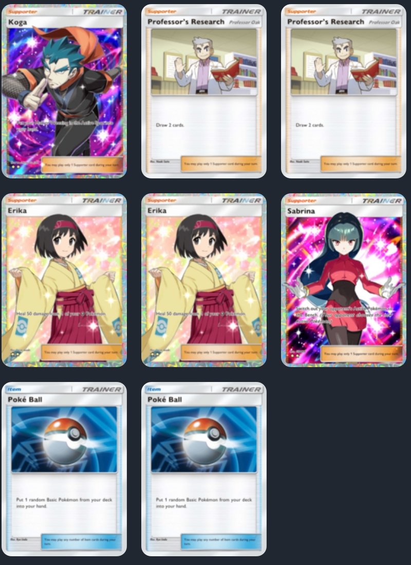 My TCG Pocket list #1 : Venusaur Ex
Thanks to <a href="/jakekgearhart/">Jake Gearhart</a> idea really early on the NZ release and a lot of luck on a double FA Venusaur opening, I tried this list which let me win my first battle against player.
Plan? Weezling to let charge your Saur then Koga and Erika spam !