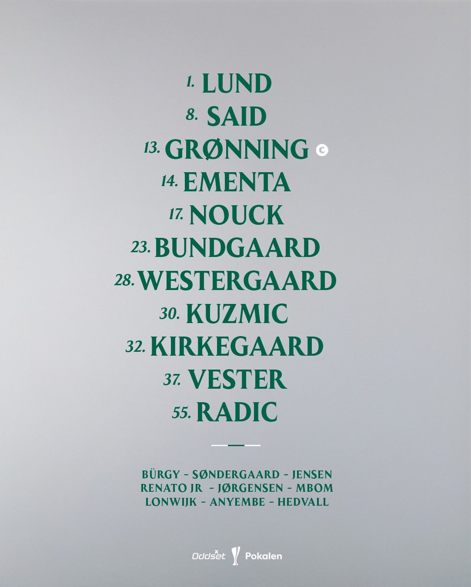 Vores 1️⃣1️⃣ i dag. ⚪️🟢

#OddsetPokalen
