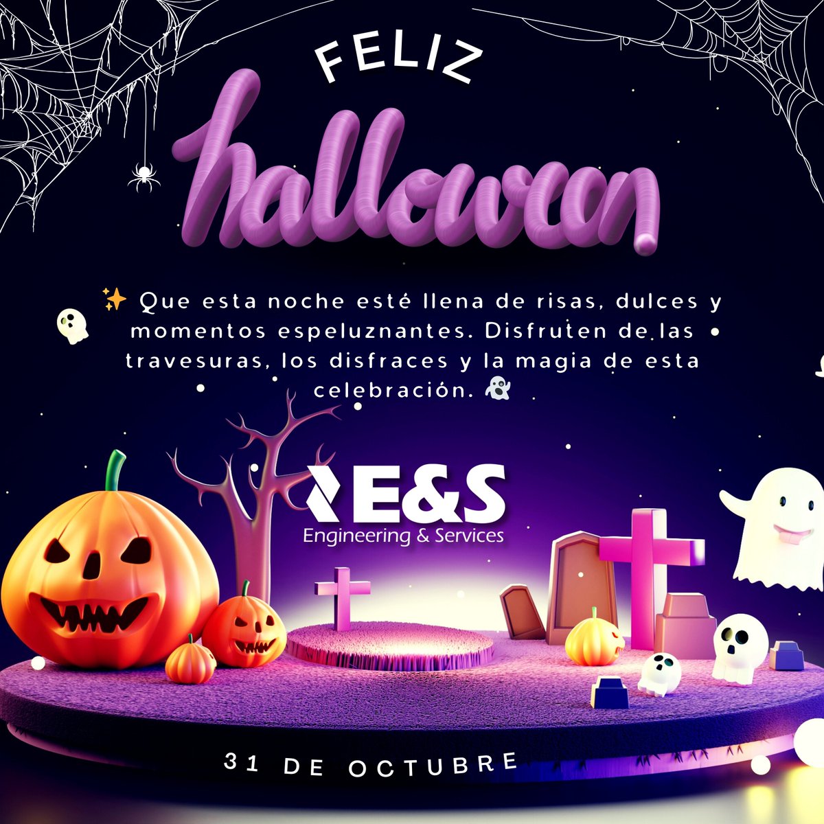 EYS_Global's tweet photo. 🎃👻 ¡Feliz Halloween de parte de E&amp;S! 👻🎃

Que esta noche esté llena de risas, sorpresas y, por supuesto, ¡muchos dulces! 🍬✨ ¡No olviden disfrutar y crear recuerdos inolvidables! 🕷💀
 ¡A celebrar! 🎉 

#NocheDeBrujas #Halloween #31octubre #disfraces #fiesta #noche https://t.co/NESooDy5QD