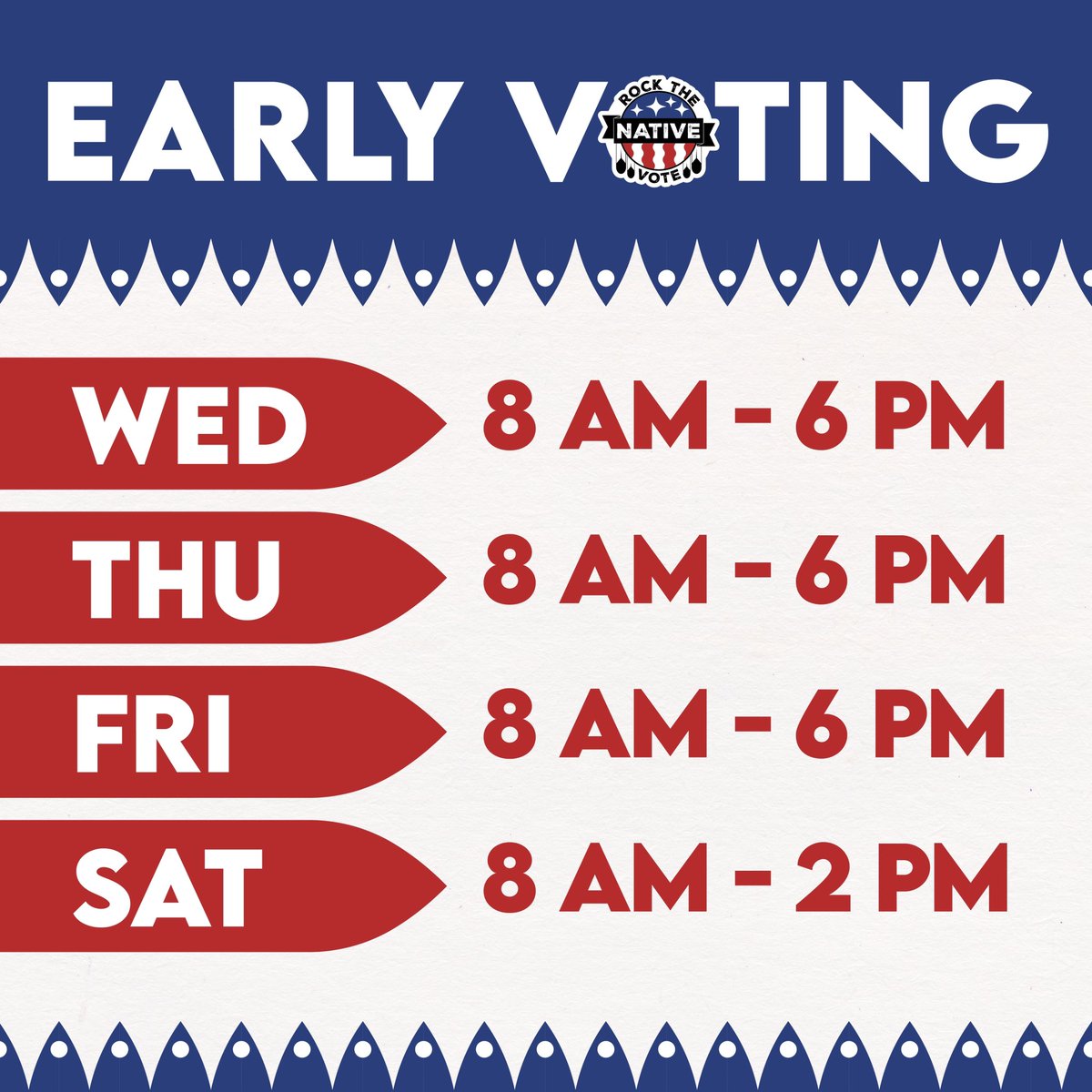 RNVOKC's tweet photo. ￼
 Oklahoma early voting is underway. Beat the Election Day rush and vote early! 
￼
 Check your local options at https://t.co/oMu2ZBRazY

#rnv2024 #democracyisindigenous https://t.co/o9XoElcUQv