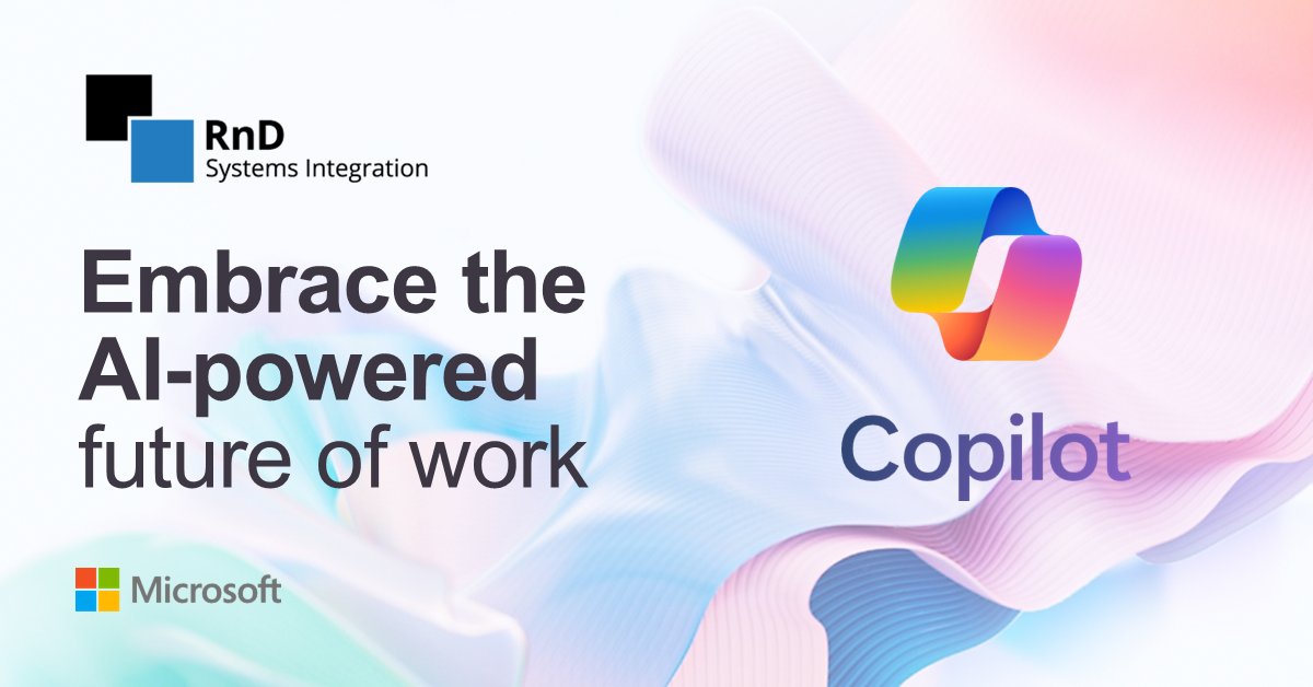 rndsystem's tweet photo. Revolutionize the way you work with Copilot. 
Get your license now and embrace the AI-powered future!

Contact us at hello@rnd.co.uk

 hashtag#AI hashtag#FutureOfWork hashtag#Copilot https://t.co/7iMdvDDOCK