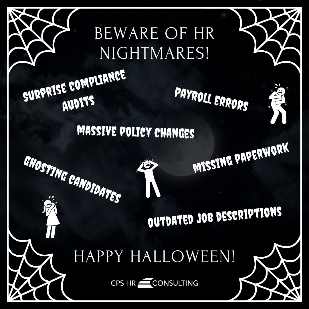 This Halloween, we’re skipping haunted houses and diving into #HR nightmares that give every HR pro chills. Stay calm, avoid the scares, and enjoy the treats! 🎃 Have a spooktacular Halloween from CPS HR! 👻 #HappyHalloween
