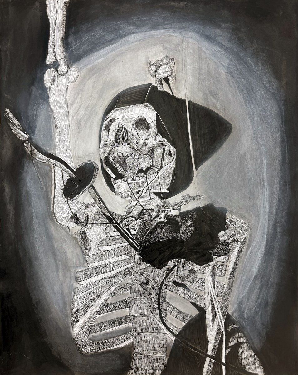 Happy Halloween! 🎃

NeVaeh, High school of Art and Design, 12th Grade⁠
Skeleton From Life⁠ ⁠
2023⁠
Micron pen and ink drawing on paper⁠
Exhibited in our Youth Showcase at Amanita ⁠
⁠
#HappyHalloween #stilllifedrawing