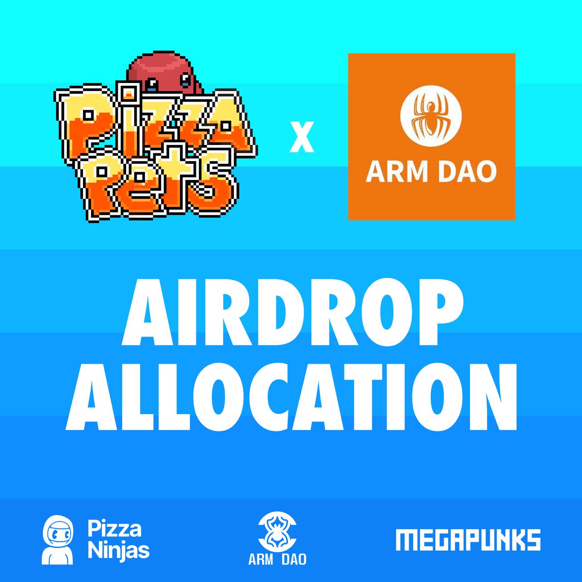 ARM DAO  secured an allocation for our community!

Thrilled to announce a collaboration with @Pizza_Ninjas &amp; <a href="/MegaPunks_BTC/">MegaPunks</a> on their upcoming <a href="/Pizza_Pets/">Pizza Pets Game</a> airdrop.

Also Thanks to  <a href="/TO/">trevor.btc</a>  <a href="/Poseidon10888/">Poseidon🔱</a> for great partnership experience!