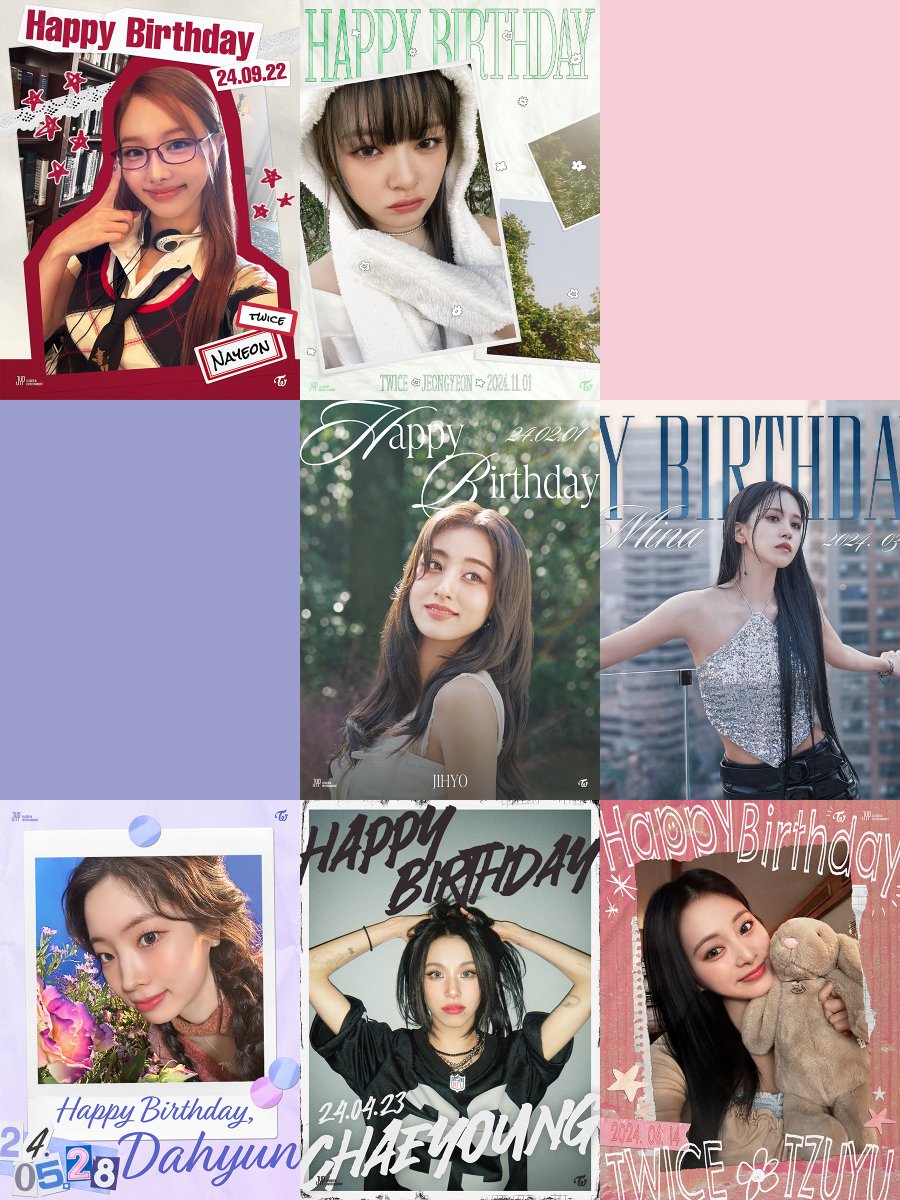 godmitzu's tweet photo. 7 OF 9 TWICE BIRTHDAYS FOR 2024 🎂💕 https://t.co/gGAwoEZGgQ