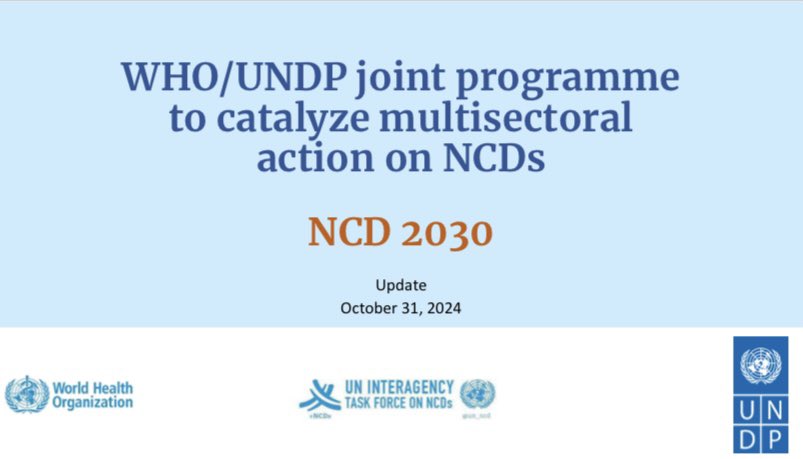 KulikovUNIATF's tweet photo. Amazing progress by the @un_ncd flagship program NCD2030 by @WHO and @UNDP providing country support and developing national investment cases to prevent and control #NCDs non-communicable diseases, #mentalhealth and advance many other #health priorities. https://t.co/ztLKsZOthS