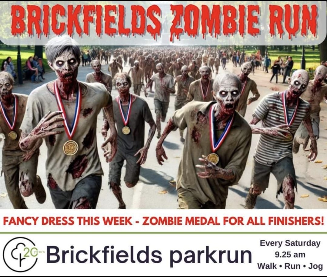 Brickfields parkrun (@brickfieldspar1) on Twitter photo We have a *Zombie Run* finishers medal for all participants at Brickfields parkrun this week - it's fancy dress time! Dress like the undead. Or Barbie. 🤣
Thanks to <a href="/dccsportsrec/">Dublin City Sport & Wellbeing Partnership</a>
<a href="/parkrunIE/">parkrun Ireland</a> <a href="/vhi/">Vhi Healthcare</a> <a href="/lidl_ireland/">Lidl Ireland</a> <a href="/HealthyIreland/">HealthyIreland</a>
#drimnagh #walkinstown #crumlin #inchicore We have a *Zombie Run* finishers medal for all participants at Brickfields parkrun this week - it's fancy dress time! Dress like the undead. Or Barbie. 🤣
Thanks to <a href="/dccsportsrec/">Dublin City Sport & Wellbeing Partnership</a>
<a href="/parkrunIE/">parkrun Ireland</a> <a href="/vhi/">Vhi Healthcare</a> <a href="/lidl_ireland/">Lidl Ireland</a> <a href="/HealthyIreland/">HealthyIreland</a>
#drimnagh #walkinstown #crumlin #inchicore
