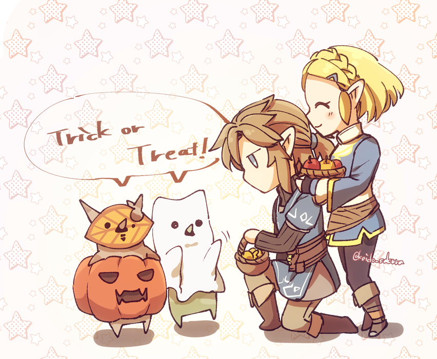 リンク(ゼルダの伝説) ,ゼルダ姫 「遅刻ハロウィン 」|海棠深月のイラスト