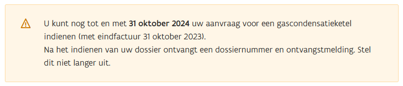Weetje van de dag:

het is de laatste dag dat een Vlaming nog een premie kan aanvragen voor zijn nieuwe gasketel.

Ik herhaal: een premie voor een gasketel

Tot 2.500 euro! Morgen is het gedaan.