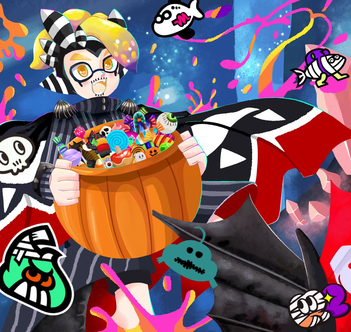 Salnodile's tweet photo. Dreadfall Prince! Happy Halloween!    
#Splatoween #coroika https://t.co/HkiuNrCQke