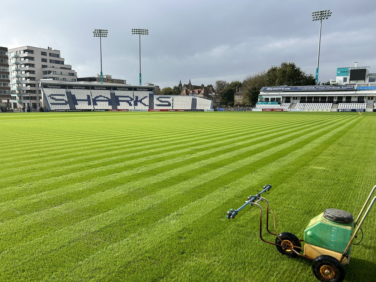 First cut and feed today since renovations, the sun even came out briefly. Covers out tomorrow for firework night <a href="/SussexCCC/">Sussex Cricket</a>