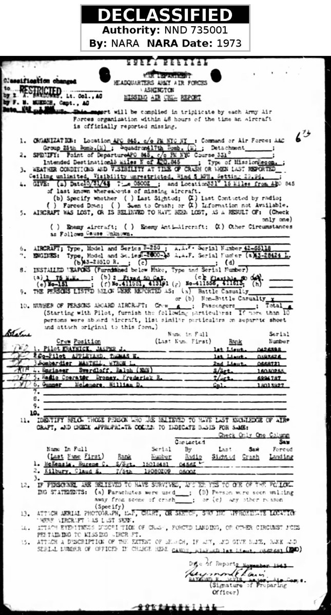 WW2Researcher's tweet image. TSGT Frederick R. Droney, of Erie, Pennsylvania, and the 417th Bomb Squadron, was MIA with his crew over Mona Passage in the Caribbean on October 31, 1943, 81 years ago today. #POWMIA @AFmuseum @WW2Researcher @historicalpa