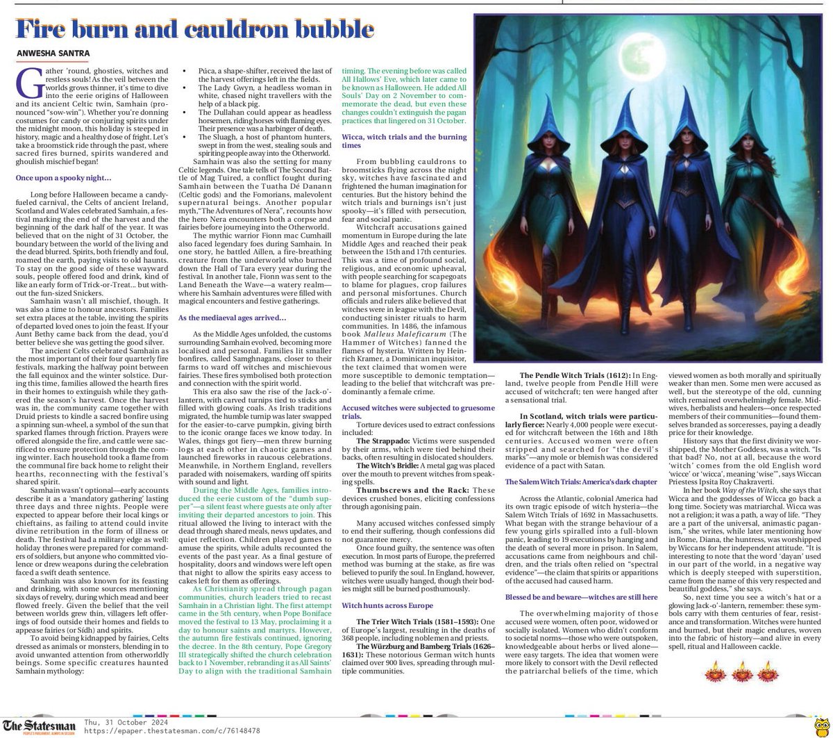 DeeptaRC's tweet photo. Ipsita Roy Chakraverti tells the Statesman -the word ‘witch’ comes from the old English word ‘wicce’ or ‘wicca’, meaning ‘wise’”, says Wiccan Priestess Ipsita Roy Chakraverti.
In her book Way of the Witch, she says that  Wicca was not a religion; it was a path, a way of life. https://t.co/9WJ6hWTD0A