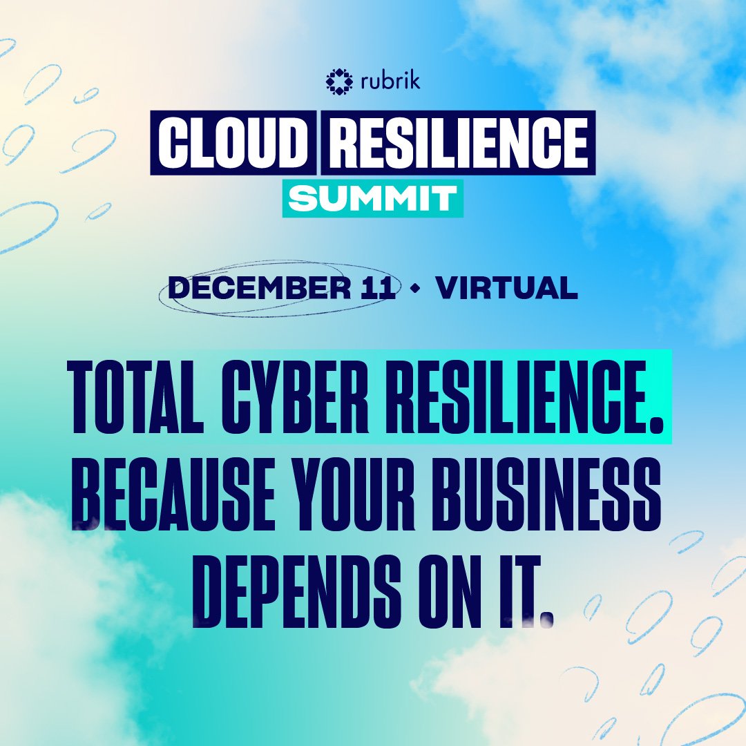 Are you ready to recover at a moment's notice? I want to invite you to @RubrikInc's inaugural Cloud Resilience Summit on Dec. 11 to learn how to secure your sensitive cloud data, recover from cyberattacks quicker, and lower your cloud costs by up to 30%: rbrk.co/3YBiviY