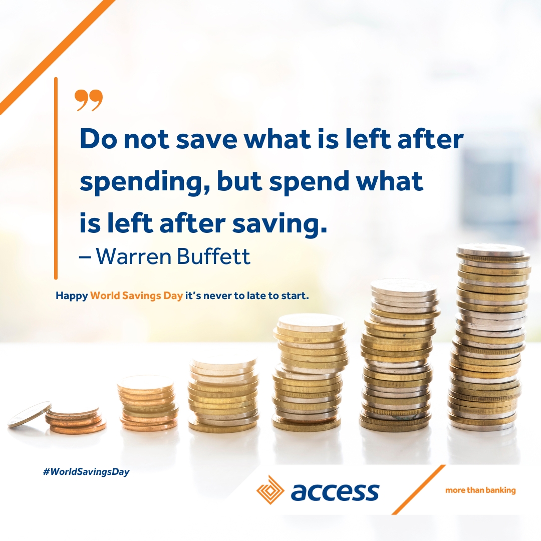 World Savings Day reminds us that the path to financial freedom is paved  with small, consistent savings. It's about thinking beyond the present,  planning for life's big milestones, and securing your future, image size:1080x1080