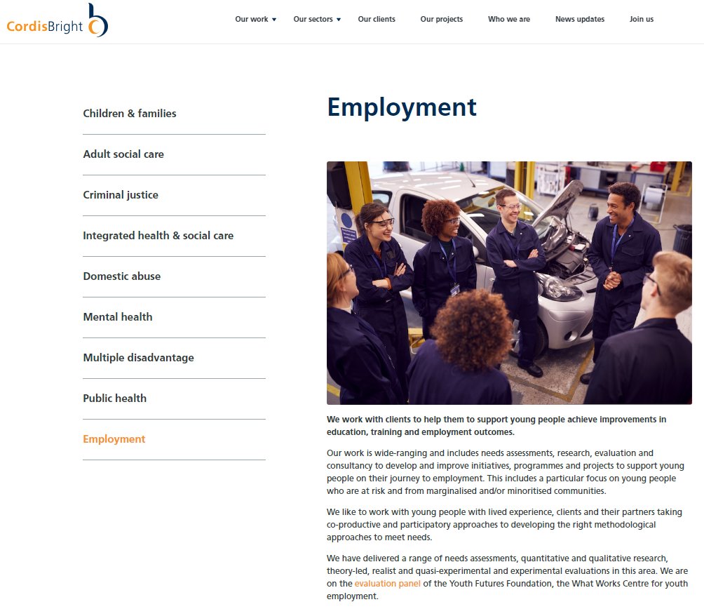 Coinciding with the renewed focus on tackling #youthunemployment in the #Budget2024, we have launched this new section of our website, which highlights findings from our research and evaluation on #whatworks in #youthemployment #neet #skills #disadvantage  cordisbright.co.uk/our-sectors/em…