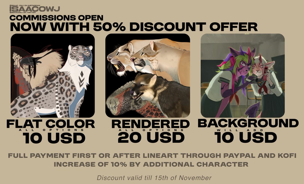 isaacowj's tweet photo. 🚨❗️COMMISSIONS OPEN WITH 50% DISCOUNT!

Highly adaptable and experienced paleoartist.

- Full body or just bust ranging between 10 and 20 USD. Progress pics each 3-4 days.

- Offer valid till 15th of November, when my commissions will be closed temporarily. https://t.co/IcFvNGh5ZP