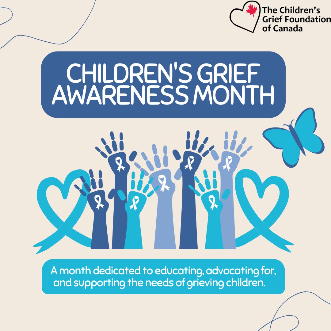 November is Children's Grief Awareness Month, dedicated to raising awareness about the needs of grieving children. 🦋💙

Join us this month for "30 Days of Children's Grief" where we'll share valuable tips to support grieving kids and their families across Canada.