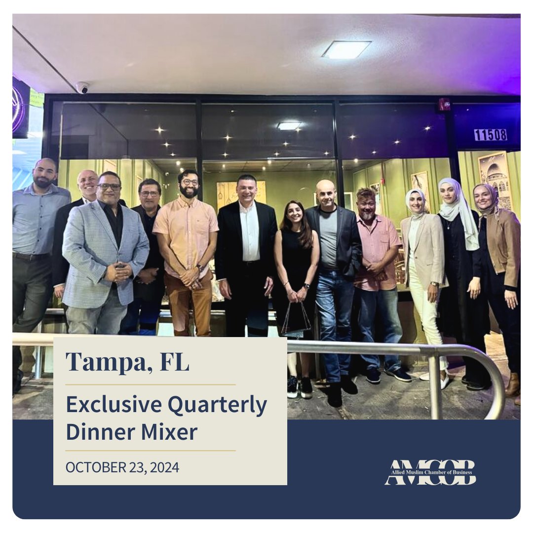 Amcob_Official's tweet photo. Tampa, you brought the heat! Our AMCOB Dinner Mixer on October 23rd was an unforgettable night of power moves, high-level connections, and real talk on growth.

#AMCOBMixers #EliteConnections #MuslimEntrepreneurs https://t.co/KwuaPv4J4A