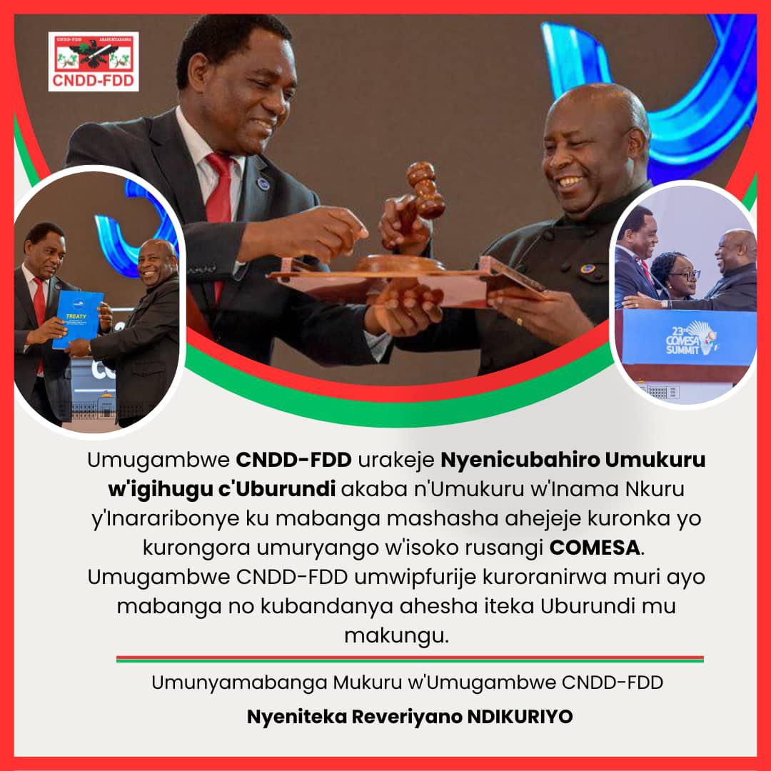 #COMESASummit2024: En ce début de mandat du #Burundi à la Présidence du COMESA, le Secrétaire général Très Hon. <a href="/R_Ndikuriyo/">Ndikuriyo Révérien</a> présente ses chaleureuses félicitations à S.E Evariste #Ndayishimiye, Chef de l’Etat et Président du Conseil des Sages; et lui souhaite plein succès.
