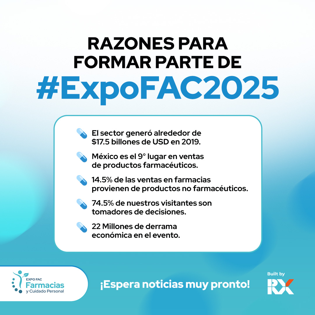 #ExpoFAC se consolida como el único evento dirigido al retail farmacéutico en México.

Si deseas formar parte de #ExpoFAC2025, ya sea como expositor o como visitante, te invitamos a mantenerte al tanto para recibir noticias muy pronto. 🌟