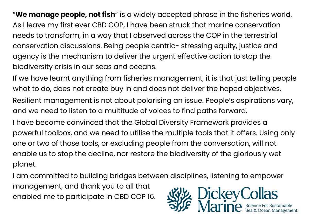 Mark Dickey-Collas 🏳️🌈 (@dickeycollas) on Twitter photo Huge thanks to <a href="/IUCN/">IUCN</a>, <a href="/EBCD_bxl/">EBCD</a>, <a href="/FAOfish/">Fisheries & Aquaculture</a>, & many others for enabling my participation in <a href="/UNBiodiversity/">UN Biodiversity</a> COP16.
I have learnt so much, & it was great to see the EBSA process move forward. Huge thanks to <a href="/IUCN/">IUCN</a>, <a href="/EBCD_bxl/">EBCD</a>, <a href="/FAOfish/">Fisheries & Aquaculture</a>, & many others for enabling my participation in <a href="/UNBiodiversity/">UN Biodiversity</a> COP16.
I have learnt so much, & it was great to see the EBSA process move forward.