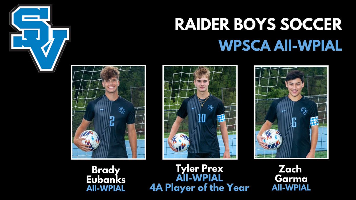 Seneca Valley Sports (@sv_sports) on Twitter photo Congratulations to Brady Eubanks, Tyler Prex and Zach Garma who were named to the <a href="/WPSCA_/">Western Pennsylvania Soccer Coaches Association</a> 4A ALL-WPIAL Team. Tyler Prex was also named player of the year! #SVRaiderPride Congratulations to Brady Eubanks, Tyler Prex and Zach Garma who were named to the <a href="/WPSCA_/">Western Pennsylvania Soccer Coaches Association</a> 4A ALL-WPIAL Team. Tyler Prex was also named player of the year! #SVRaiderPride