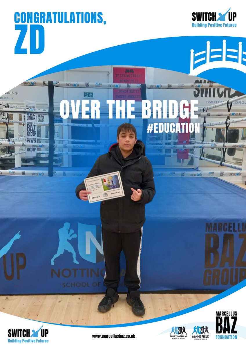 NottsBoxing's tweet photo. #OverTheBridge

'ZD' came to us after becoming at risk of gangs &amp; struggling in mainstream education.

Working with our #mentors, ZD is now receiving #education support designed around his learning needs and careers advice - with new, positive friends and a positive outlook. https://t.co/qZIAr8uEu8