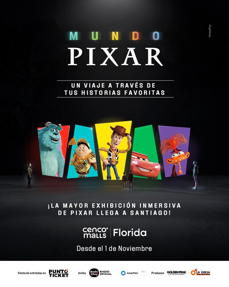 ¡No falta nada! 
A partir del 1 de noviembre, podrás disfrutar de esta increíble exhibición en Cenco Florida. 

🎟️ Compra tus entradas a través de @Puntoticket o visita el link en nuestro perfil 

#MundoPixar #Pixar #CencoFlorida #Santiago #MundoPixarChile #ExhibiciónInmersiva