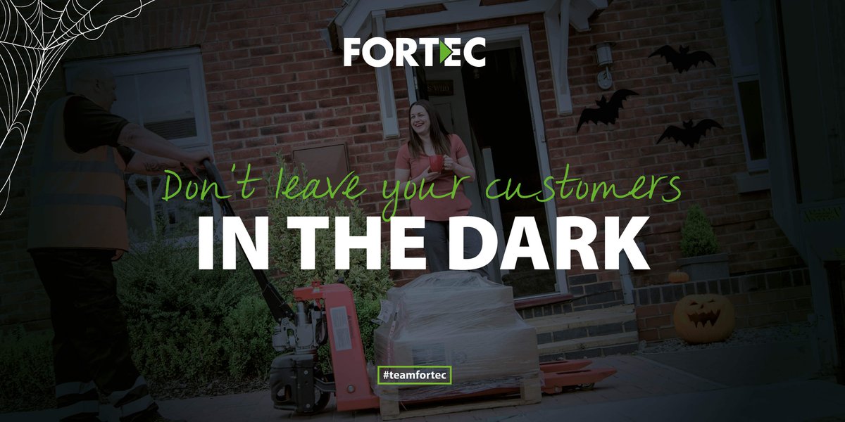 Don’t leave your customers in the dark. With two-hour delivery windows on all consignments, they’ll know exactly when their pallet is due, so there’s no need to hide from the knock at the door.

Contact us today: eu1.hubs.ly/H0dq2W40
#teamfortec #halloween #eta #palletdelivery