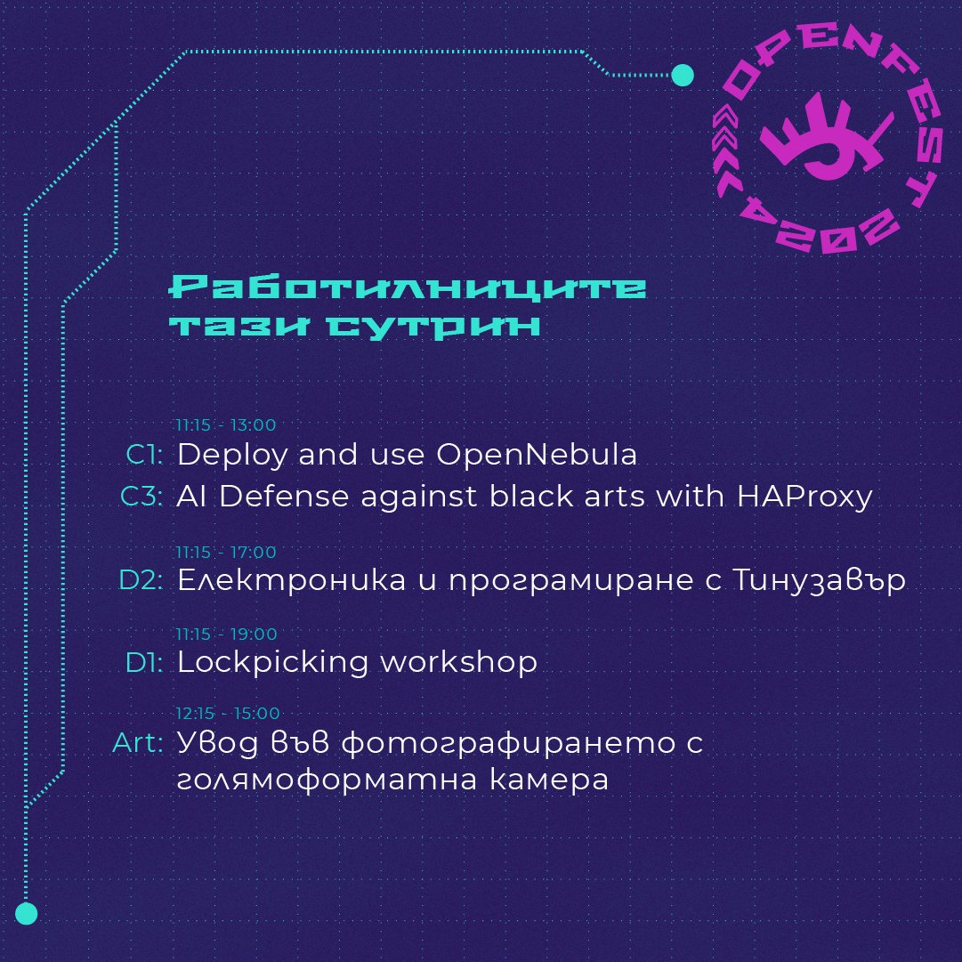 openfestbg's tweet photo. ▶️ Работилниците тази сутрин:

Вижте пълната програма: https://t.co/qhAPLibQkR

#OpenFest #OpenFest2024 https://t.co/WwMinoDf9G