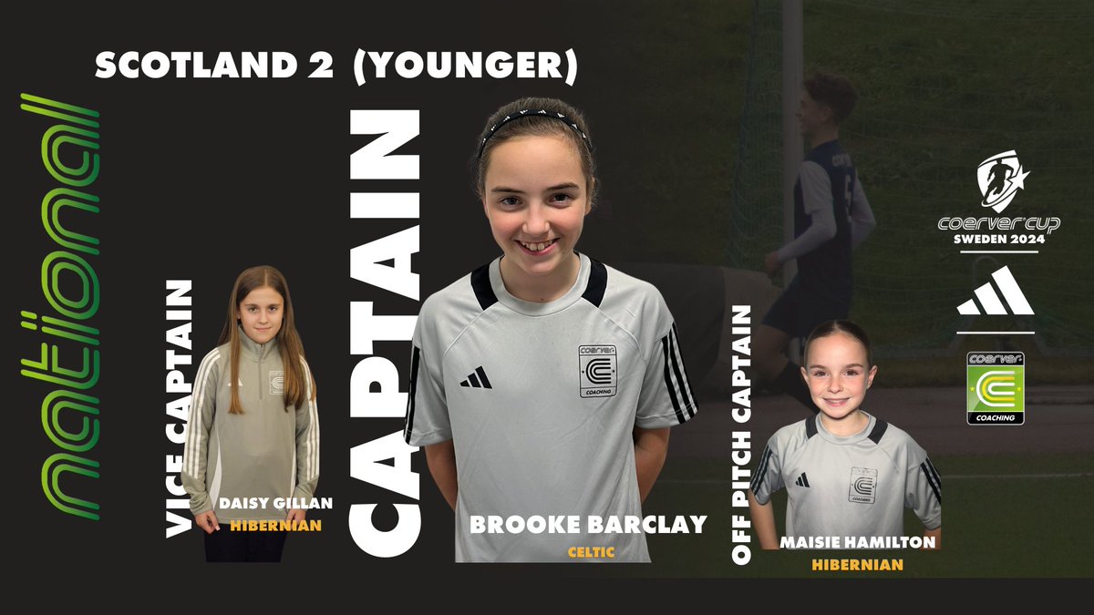 scotlandcoerver's tweet photo. 🏆🇸🇪 Just For Girls National Squads Captains 🇸🇪🏆

With the squads announced last night, we now introduce each team's Captain, Vice Captain, and off-Field Captain.

We will share more information on the roles next week.

#ThatCoerverFeeling🌍⚽ https://t.co/S6KwqFqgxD