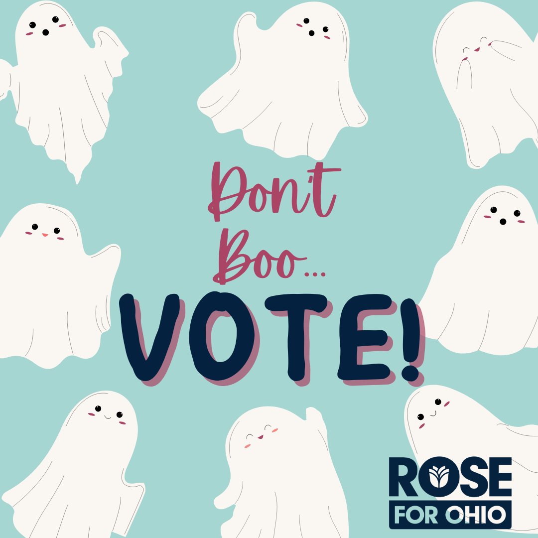 roseforohio's tweet photo. #HappyHalloween ! It may be spooky season, but we shouldn't be scared: we've got the power of the ballot box. So remember: don't boo, VOTE! There is still time to vote early! Head to @MCBOE_OH's website to double check the available hours through this Sunday. #HD36 #RoseforOhio https://t.co/iILexzaidE