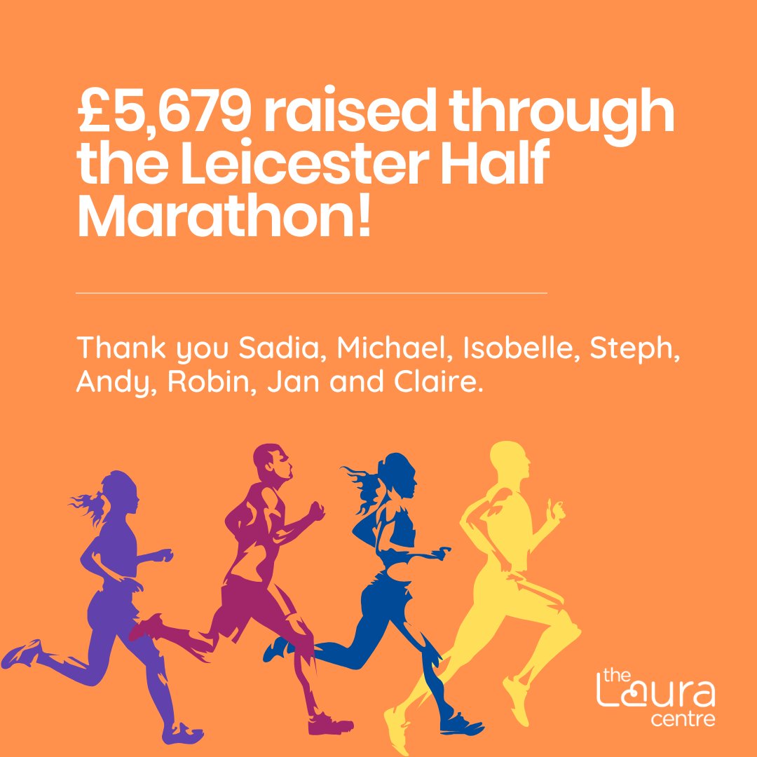 Thank you to our Leicester Half Marathon runners for raising over £5,600 for The Laura Centre! 🏃

With their support, we can continue to provide vital bereavement services for families across the Midlands. 

If you can support one of our runners, visit run-leicester.raiselysite.com