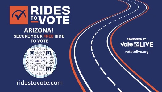 Need a ride to vote? We've got you covered! Scan the QR code for your FREE ride to the polls through RidesToVote. Your vote is your voice - let's make sure you can use it! Visit ridestovote.com to book today. #JoelForSupervisor #VoteAZ #RidesToVote