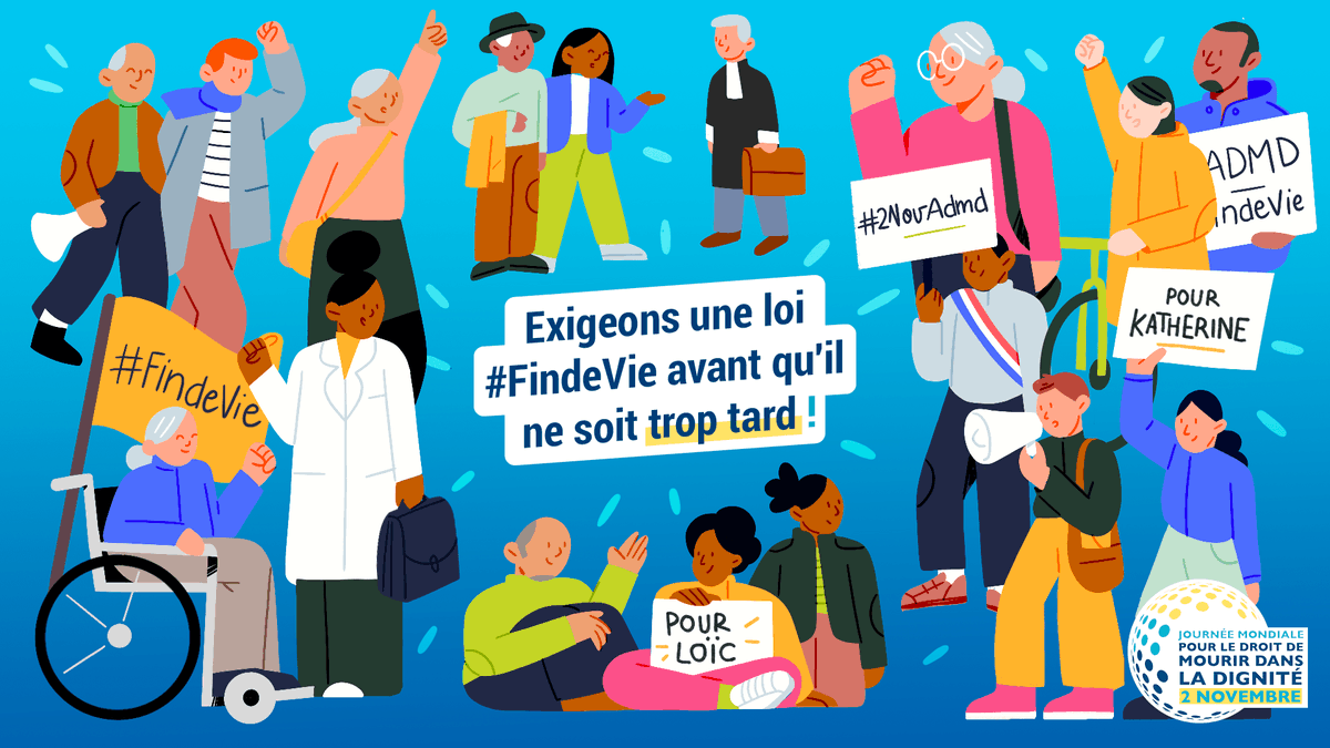#Liberté ✊ Reprendre l’examen du projet de loi relatif à l’accompagnement des malades et de la #FindeVie…
… avant qu’il ne soit trop tard !
La 17e Journée mondiale pour le droit de mourir dans la dignité aura lieu le samedi 2 novembre 2024.
👉 En savoir plus :