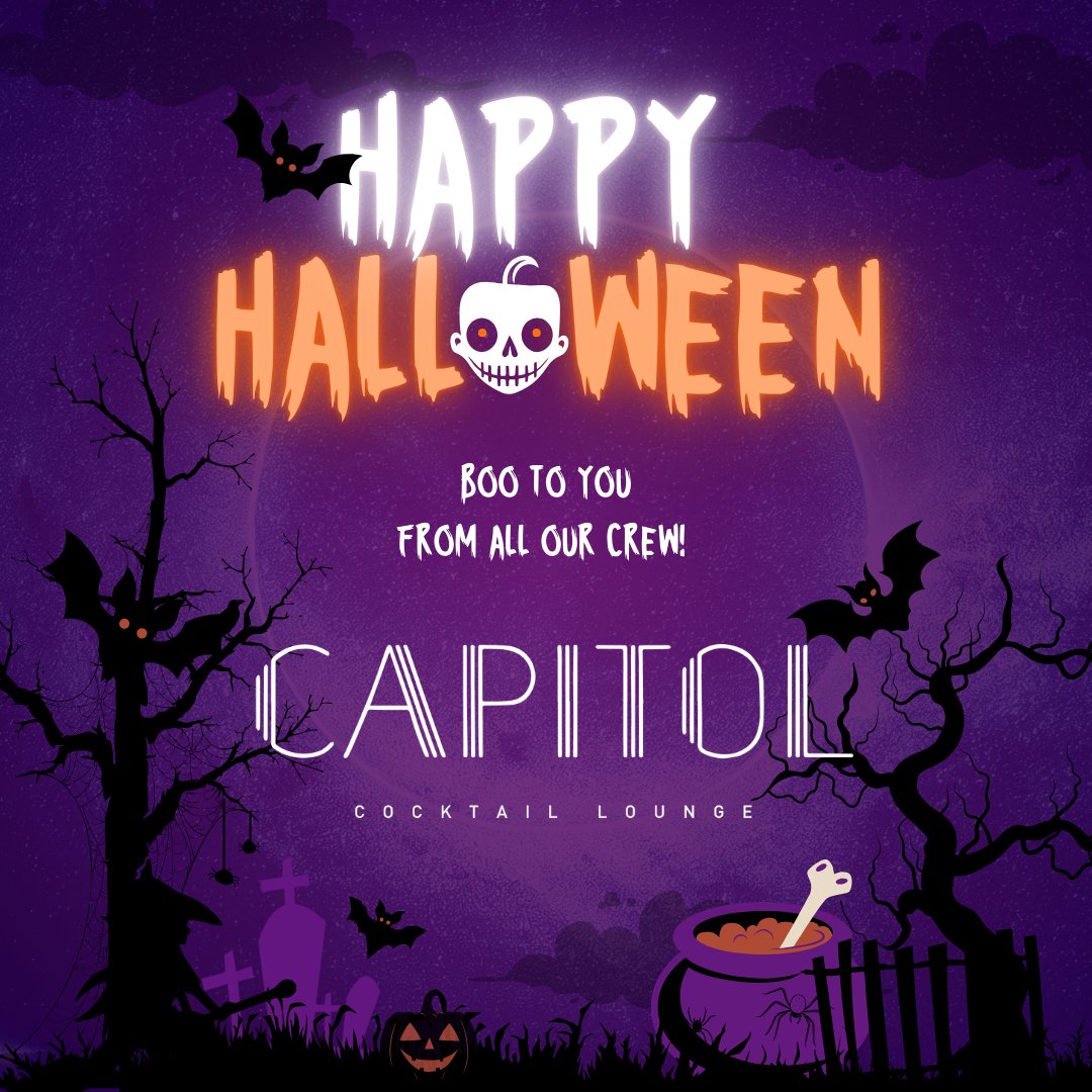 Boo to you from our crew!👻

Happy Halloween everyone, we're open all night till late with walk-ins available🎃

Be sure to stay safe &amp; have a great night!

#capitollounge