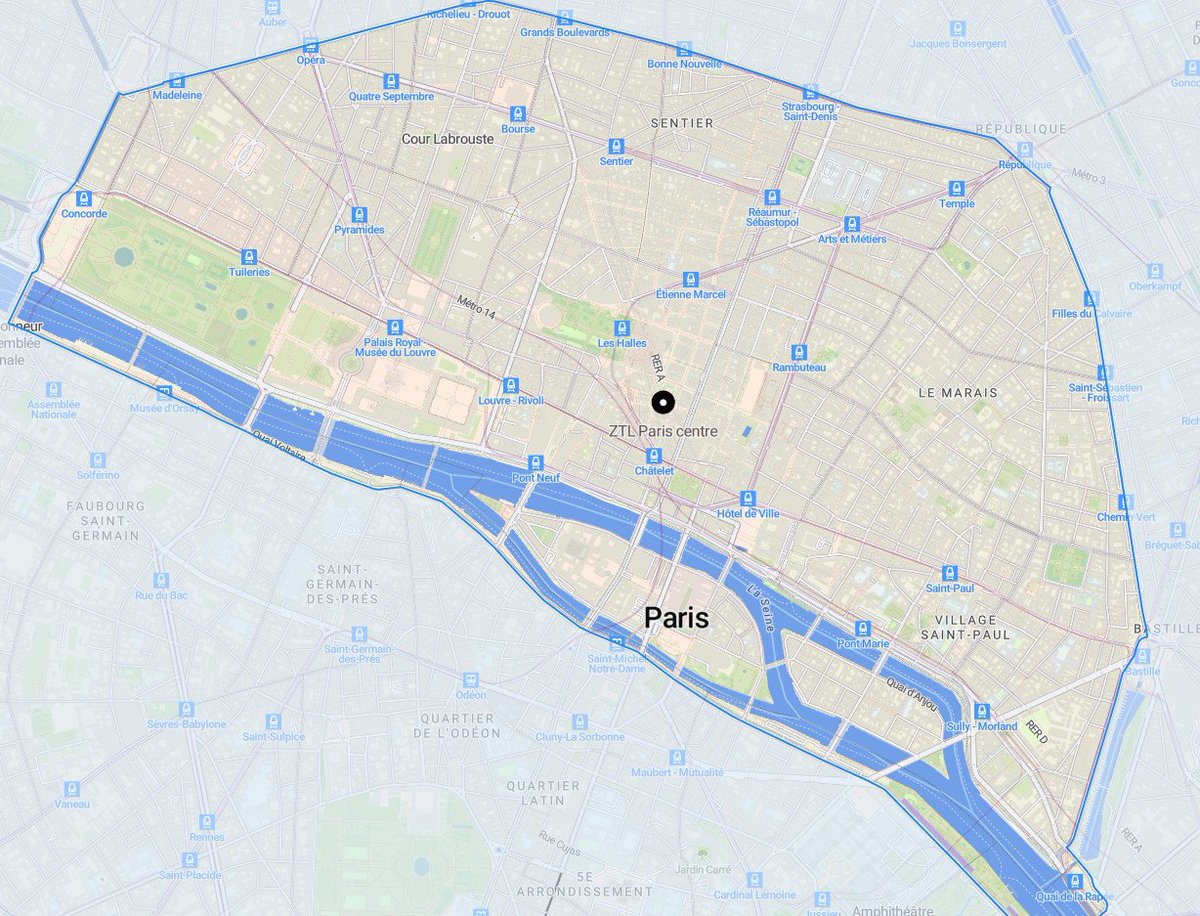 Maël (@maeool) on Twitter photo La zone à trafic motorisé lourd limité entre en vigueur à Paris le 4 novembre.   
Contrairement à ce que son mauvais nom officiel indique, la ZTL ne limite en rien le trafic, seulement le trafic motorisé.
Ci-dessous comparée à celle de Rennes qui rend son centre si agréable. La zone à trafic motorisé lourd limité entre en vigueur à Paris le 4 novembre.   
Contrairement à ce que son mauvais nom officiel indique, la ZTL ne limite en rien le trafic, seulement le trafic motorisé.
Ci-dessous comparée à celle de Rennes qui rend son centre si agréable.