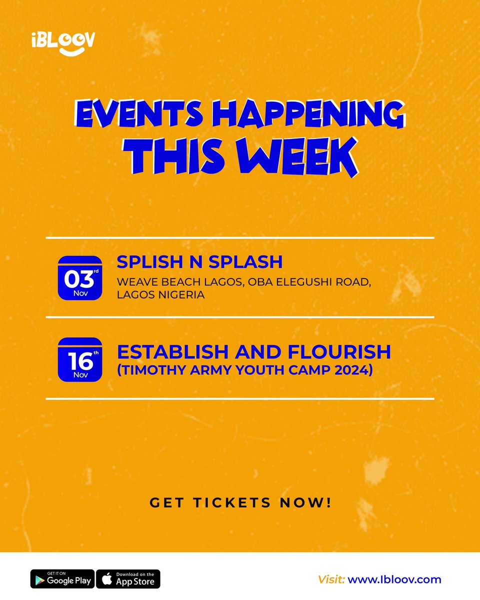 📅 Exciting week ahead! Join us for a lineup of awesome events that promise good vibes and great memories. Get tickets on iBloov, link in our bio.

Let's make this week one to remember! 

#EventfulWeek #StayTuned
