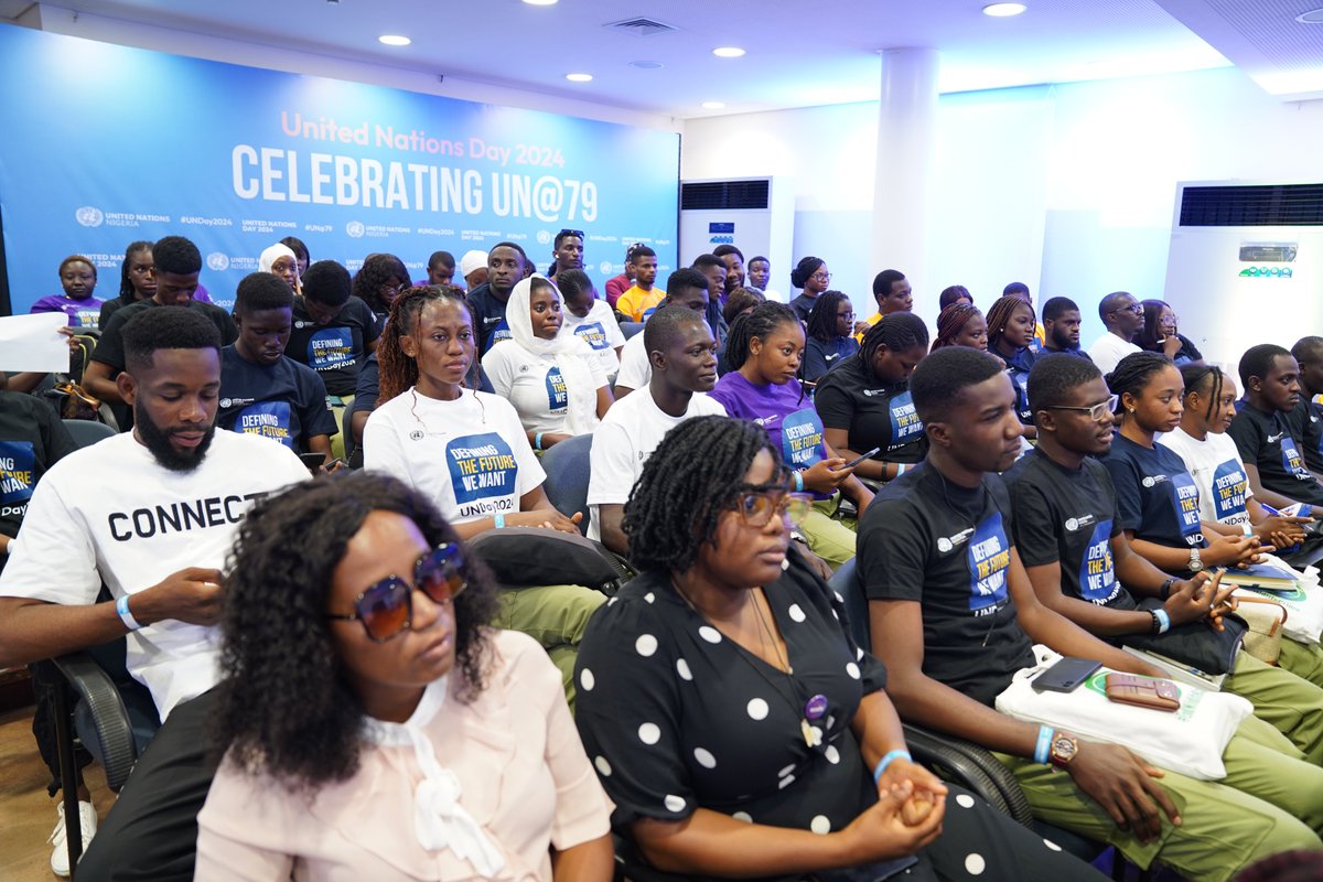UN_Nigeria's tweet photo. 'My call to all of you the young people of Nigeria is to rise and take your place. Make your voices heard. Take full advantage of the opportunities available to you in education, skills development , innovation and the creative industry.' @MohamedFall remarks at #UNDay2024 https://t.co/XTwoJotI9R