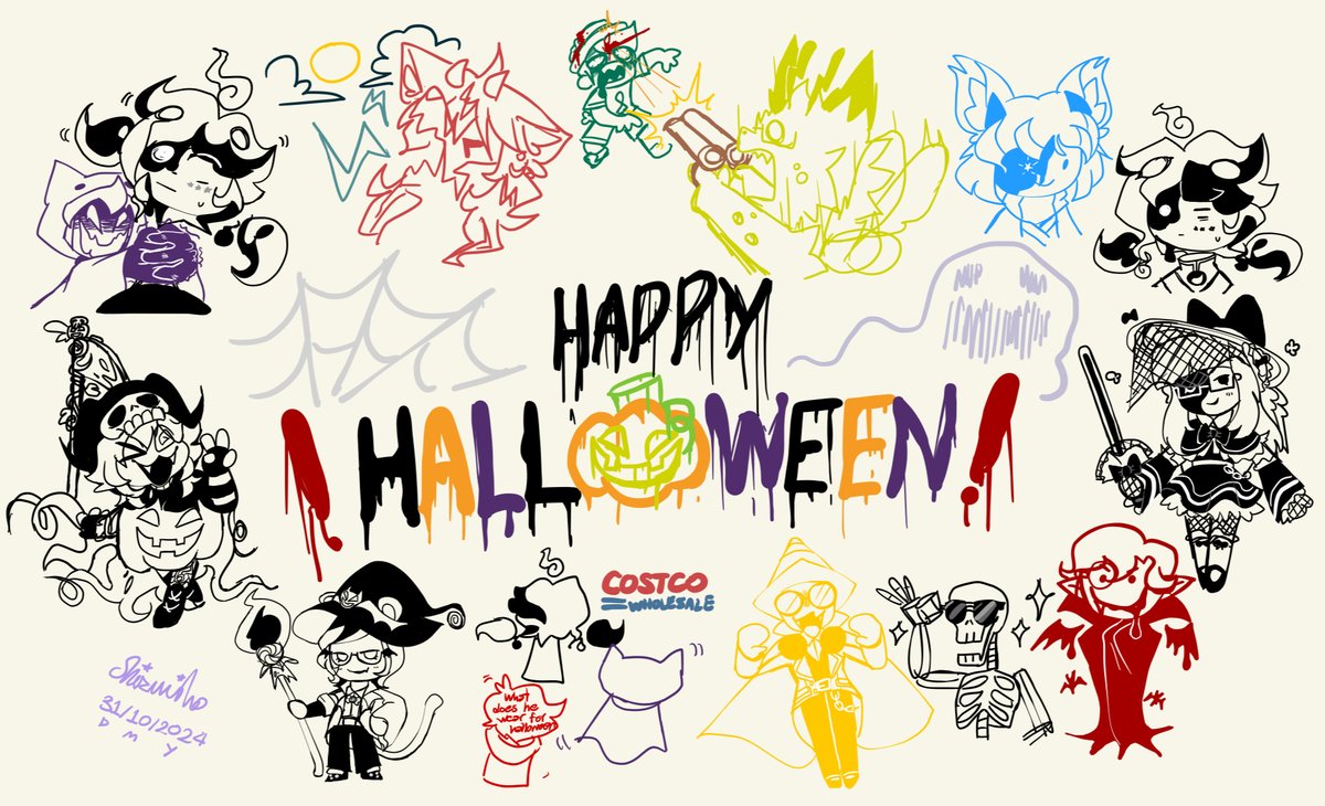 Shizuvuika's tweet photo. 👻☠️HAPPY HALLOWEEN!!!🎃🕸️

Thank you everyone who requested in this funsies! There might not be as much requests as New Year 2023,  but it’s still coolio :D
Here at my zone, Halloween is already ending in an hour,  but I wish you all splendid spooky moments!!! 🧡💜🖤

#Halloween https://t.co/V1ge6gF3n2
