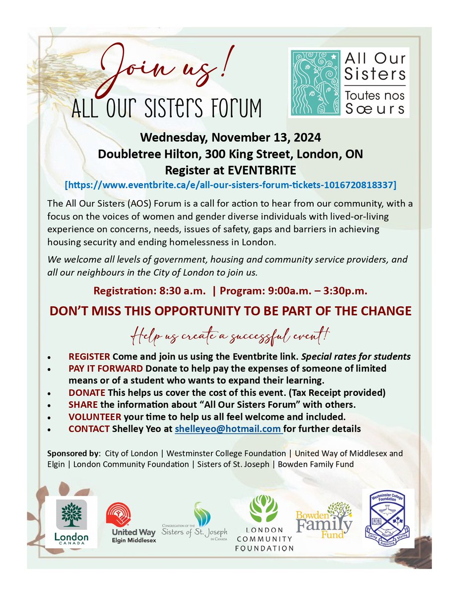 The third 'All Our Sisters' conference on women's homelessness is taking place November 13th in London. Registration is now open, please come out!