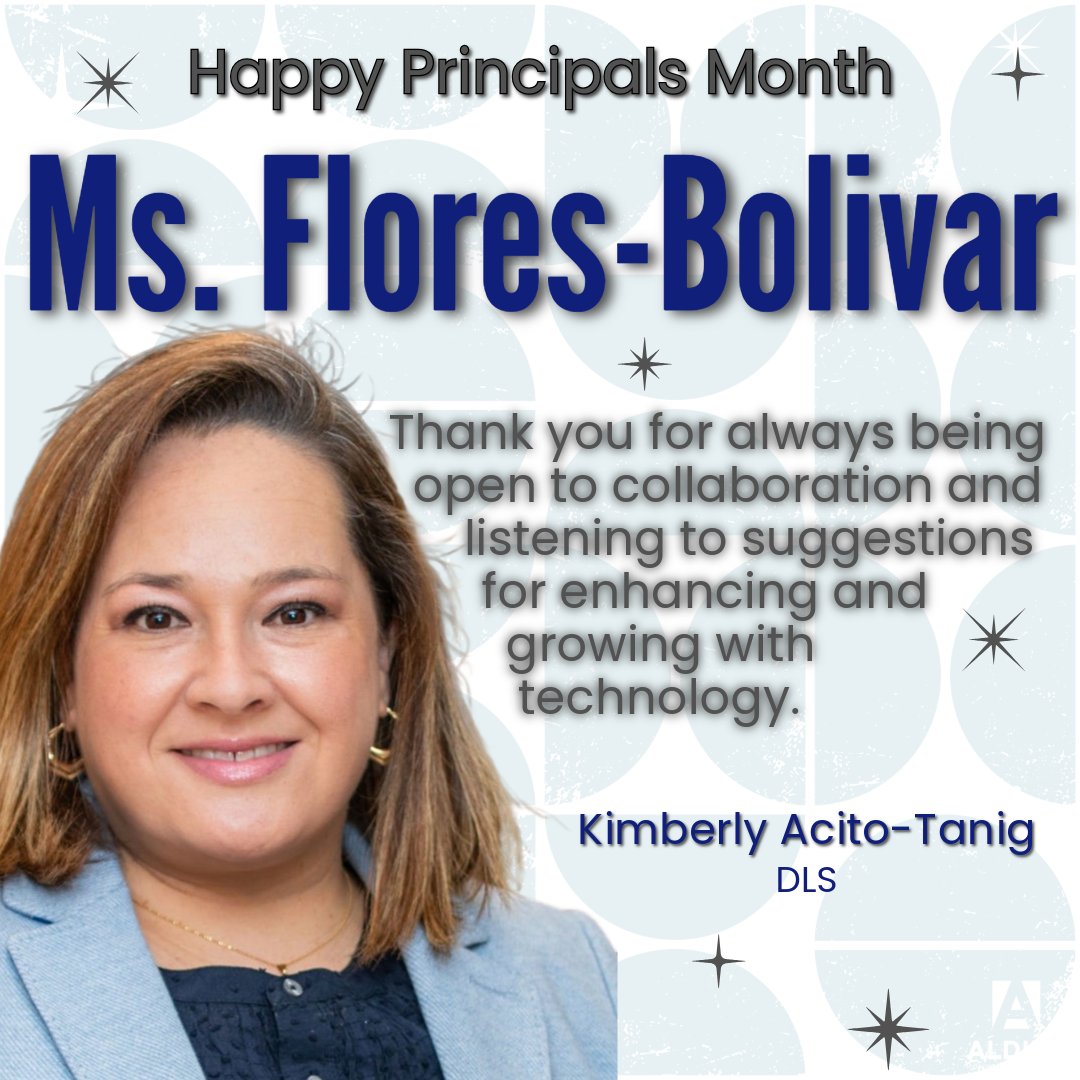 AldineISD Digital Learning (@aldinedls) on Twitter photo Happy Principal's Month to Ms. Ana Fernanda Flores-Bolívar <a href="/LaPromesa_AISD/">La Promesa</a>! 🙌 We are grateful for a principal who values collaboration and welcomes new ideas. Thank you for all that you do! #ThankAPrincipal #NationalPrincipalsMonth #AldineImpact <a href="/AcitoTanig/">Kimberly Acito-Tanig</a> Happy Principal's Month to Ms. Ana Fernanda Flores-Bolívar <a href="/LaPromesa_AISD/">La Promesa</a>! 🙌 We are grateful for a principal who values collaboration and welcomes new ideas. Thank you for all that you do! #ThankAPrincipal #NationalPrincipalsMonth #AldineImpact <a href="/AcitoTanig/">Kimberly Acito-Tanig</a>